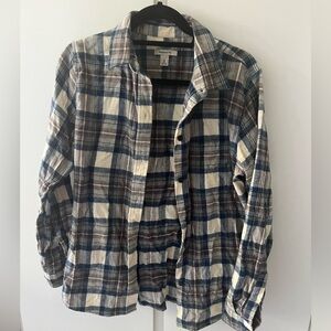 L.L. Bean Women’s Scotch Plaid Flannel Shirt Relaxed Fit Medium in Indigo Tartan